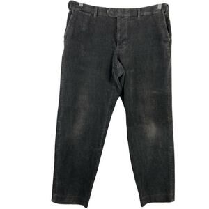 M&S LUXURY LINE Pants Men Waist 36in Dark Grey Corduroy Thick Chino-Style Cotton